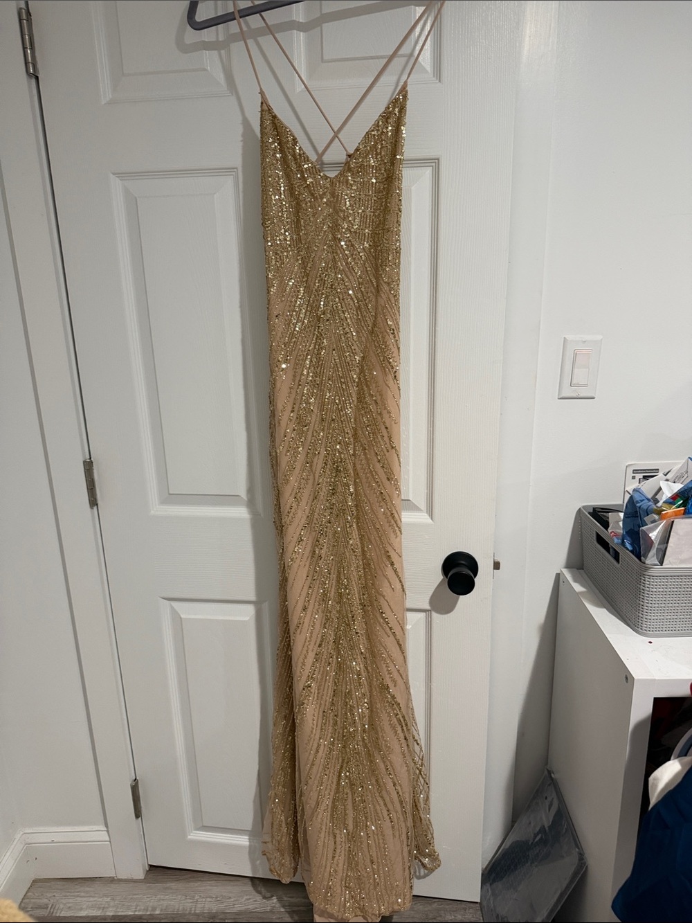 White Fox Boutique Gold Sequin Maxi Dress